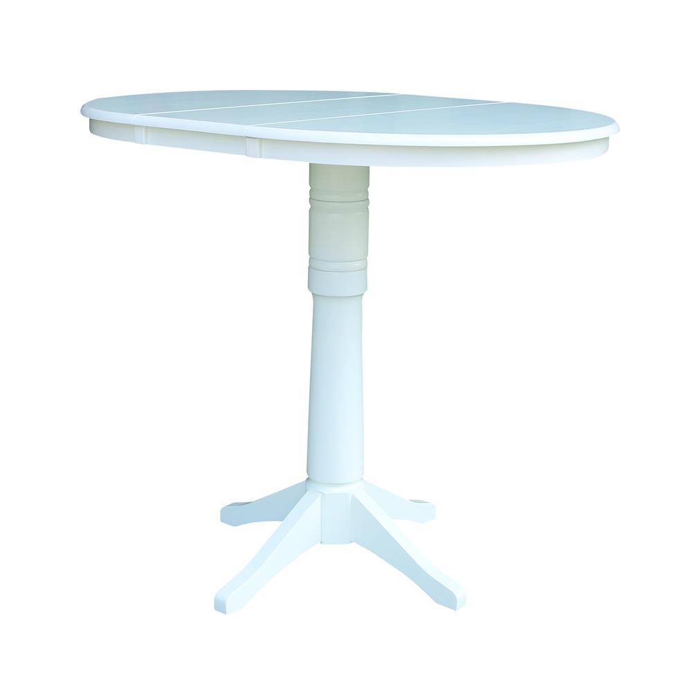 36" Round Top Pedestal Table With 12" Leaf - 28.9"H - Dining Height, White. Picture 26