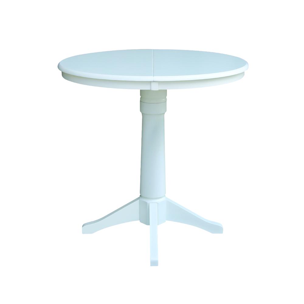 36" Round Top Pedestal Table With 12" Leaf - 28.9"H - Dining Height, White. Picture 15