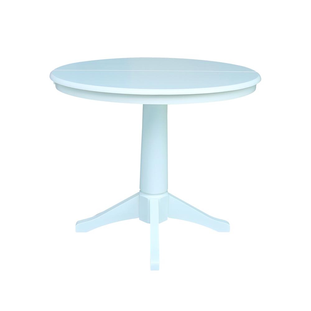 36" Round Top Pedestal Table With 12" Leaf - 28.9"H - Dining Height, White. Picture 4