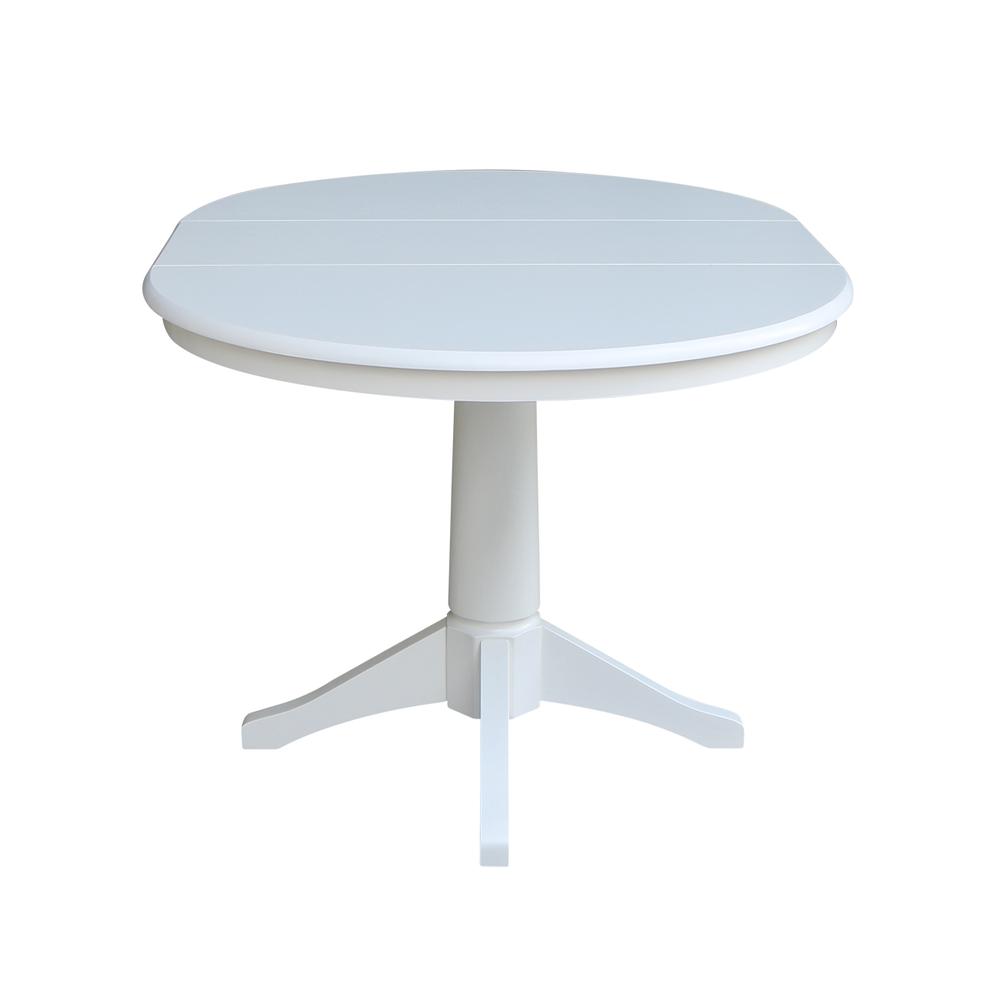 36" Round Top Pedestal Table With 12" Leaf - 28.9"H - Dining Height, White. Picture 3