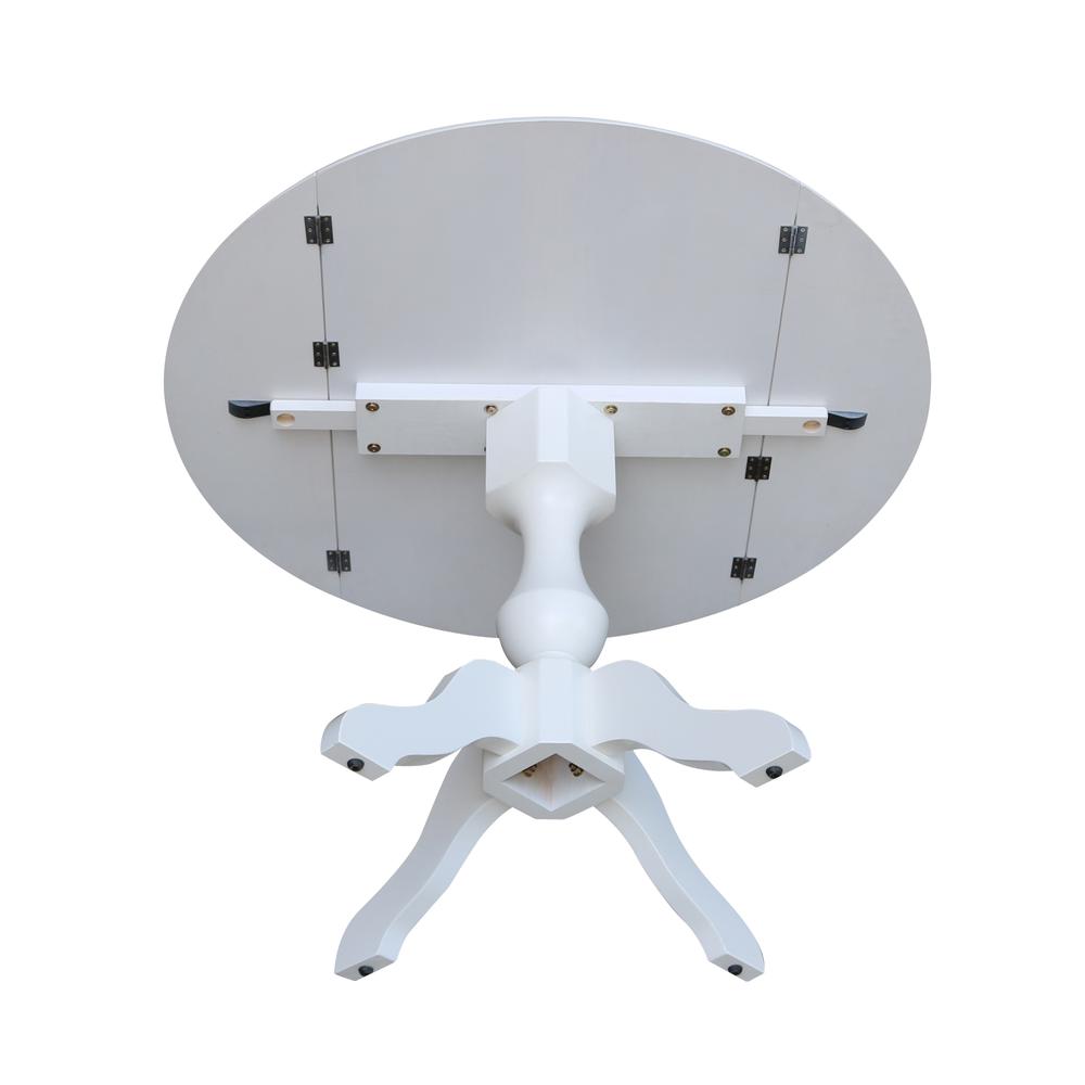 42 In Round dual drop Leaf Pedestal Table - 29.5 "H, White. Picture 15