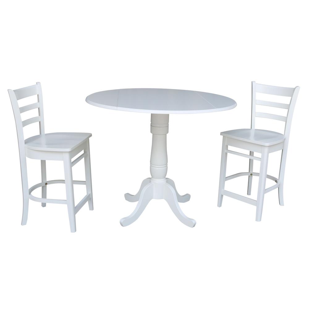 42 In Round Pedestal Gathering Height Table with 2 Counter Height Stools. Picture 3