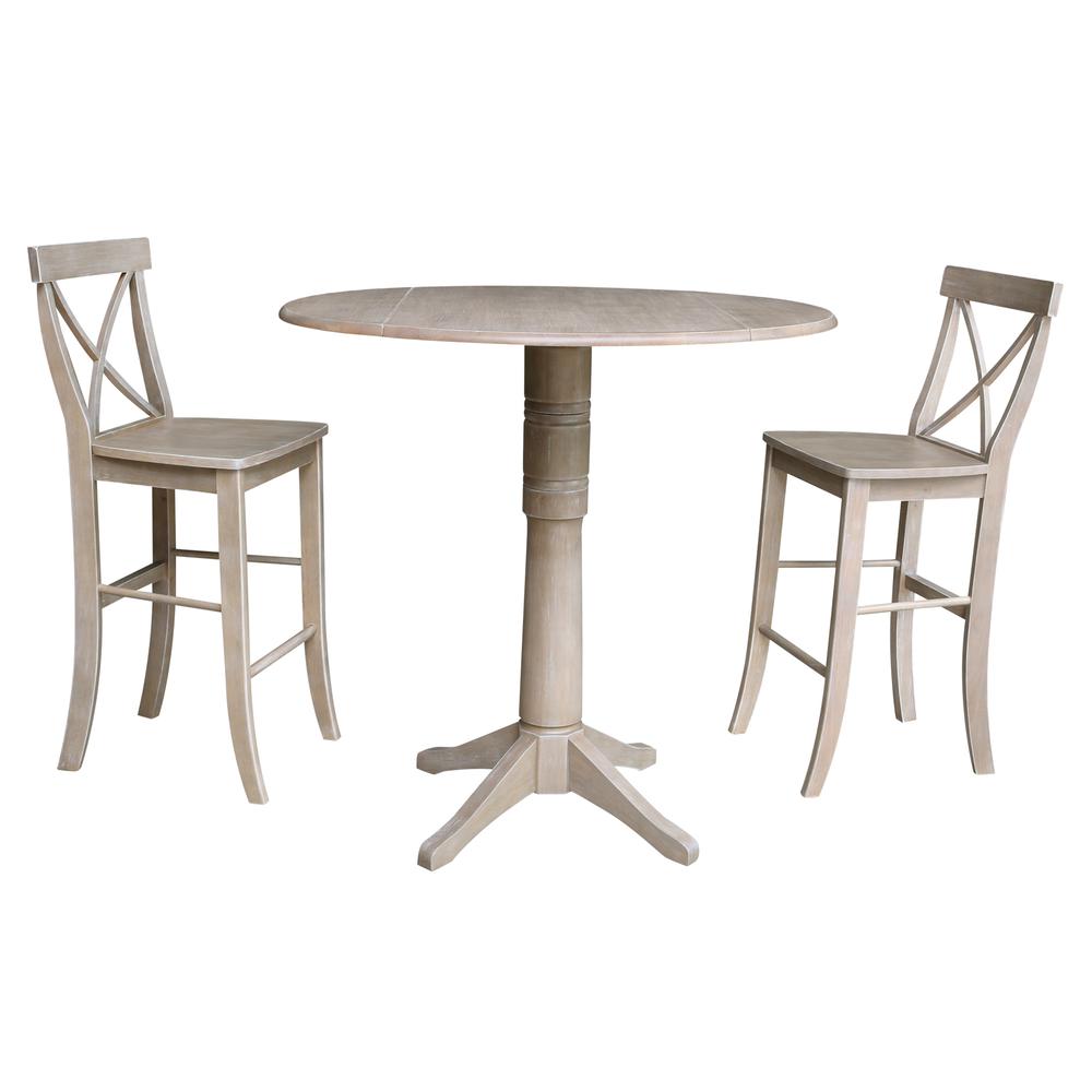 42" Round Pedestal Bar Height Table with 2 Bar Height Stools. Picture 3