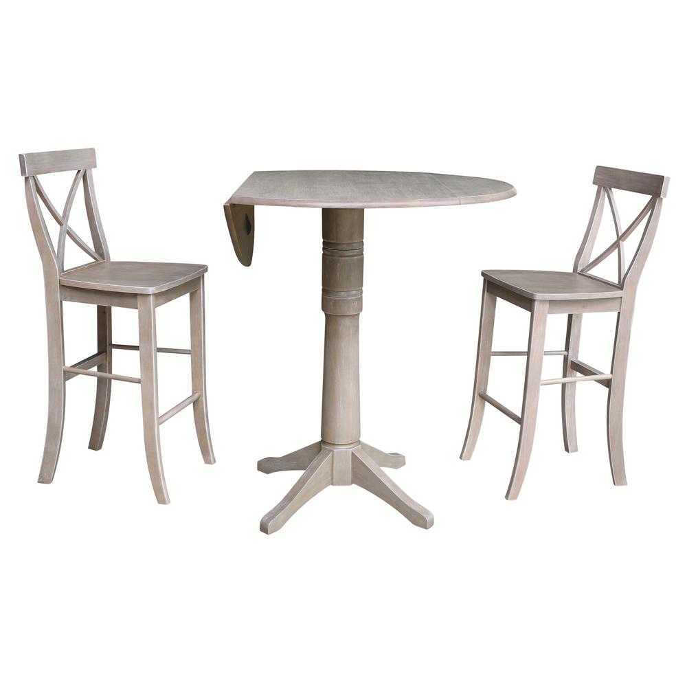 42" Round Pedestal Bar Height Table with 2 Bar Height Stools. Picture 1