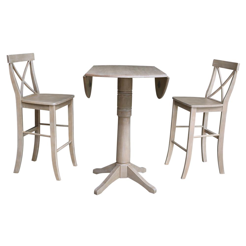 42" Round Pedestal Bar Height Table with 2 Bar Height Stools. Picture 2