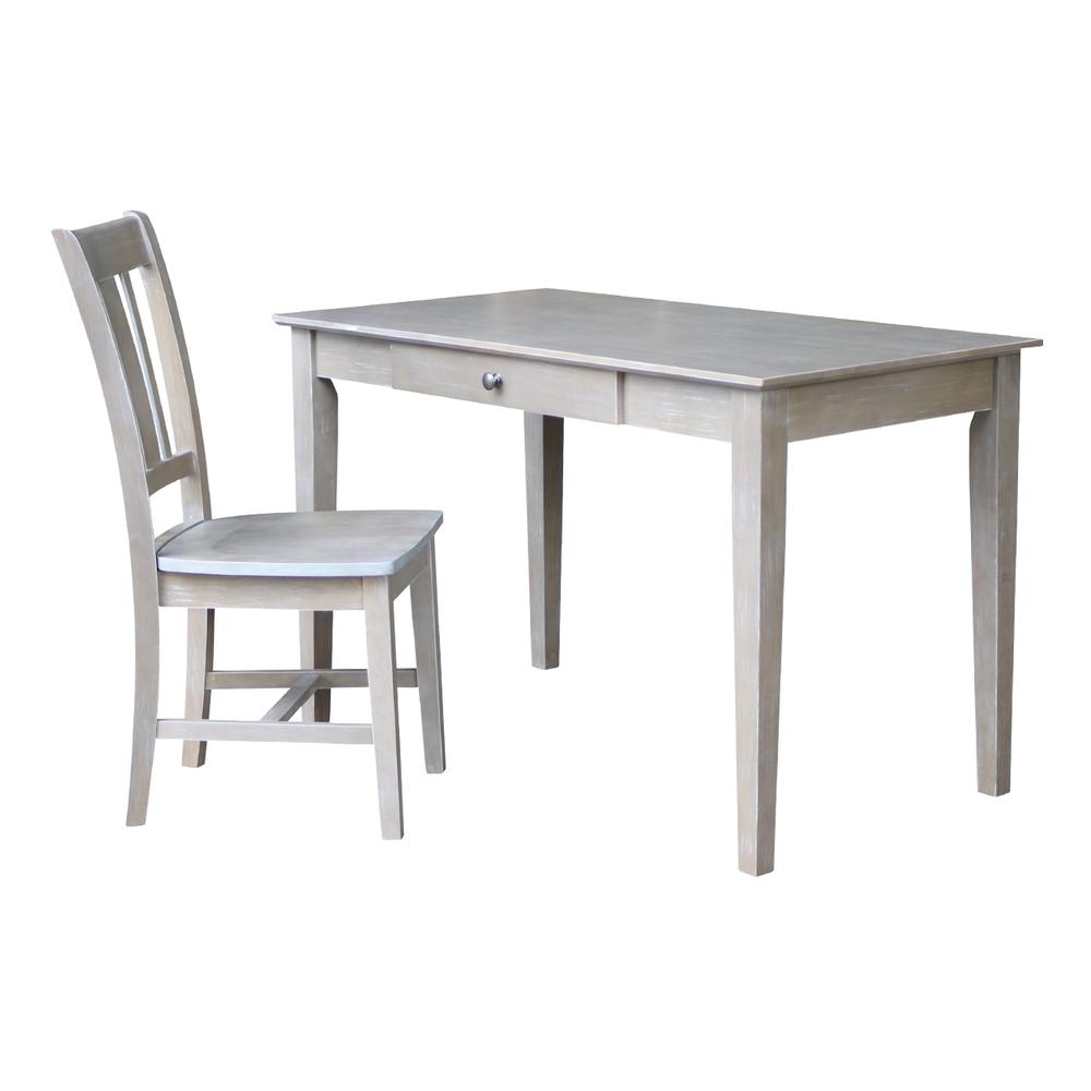 Desk With Drawer - Basic Size And Chair, Washed Gray Taupe. Picture 2