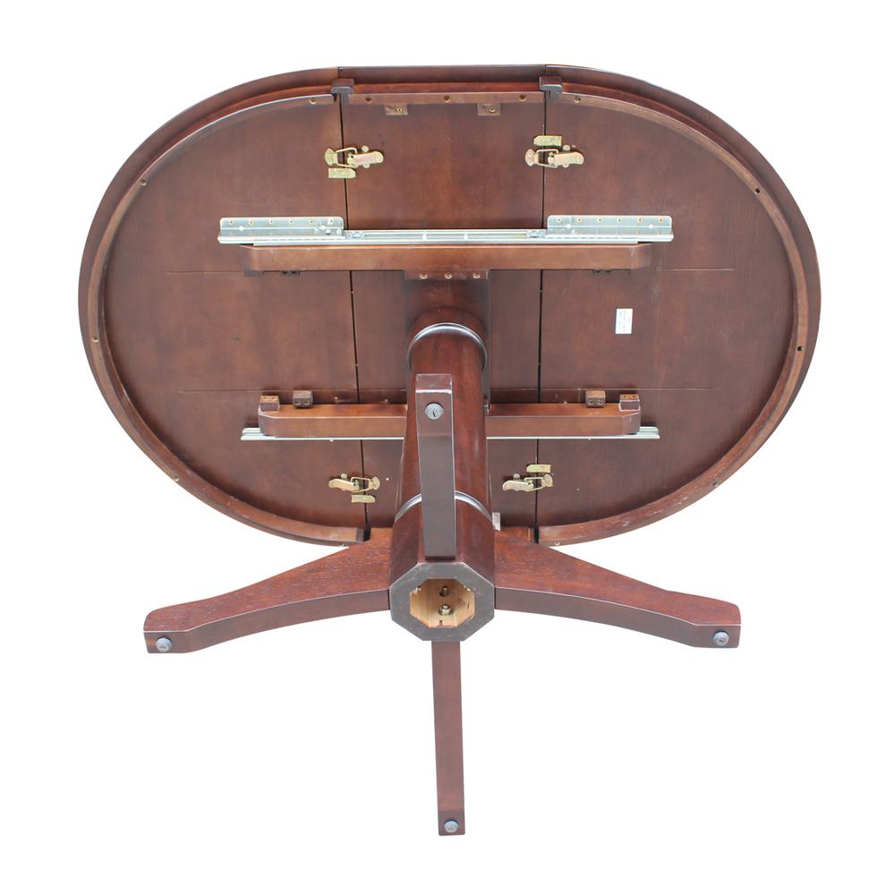 36" Round Top Pedestal Table With 12" Leaf - 28.9"H - Dining Height, Rich Mocha. Picture 6