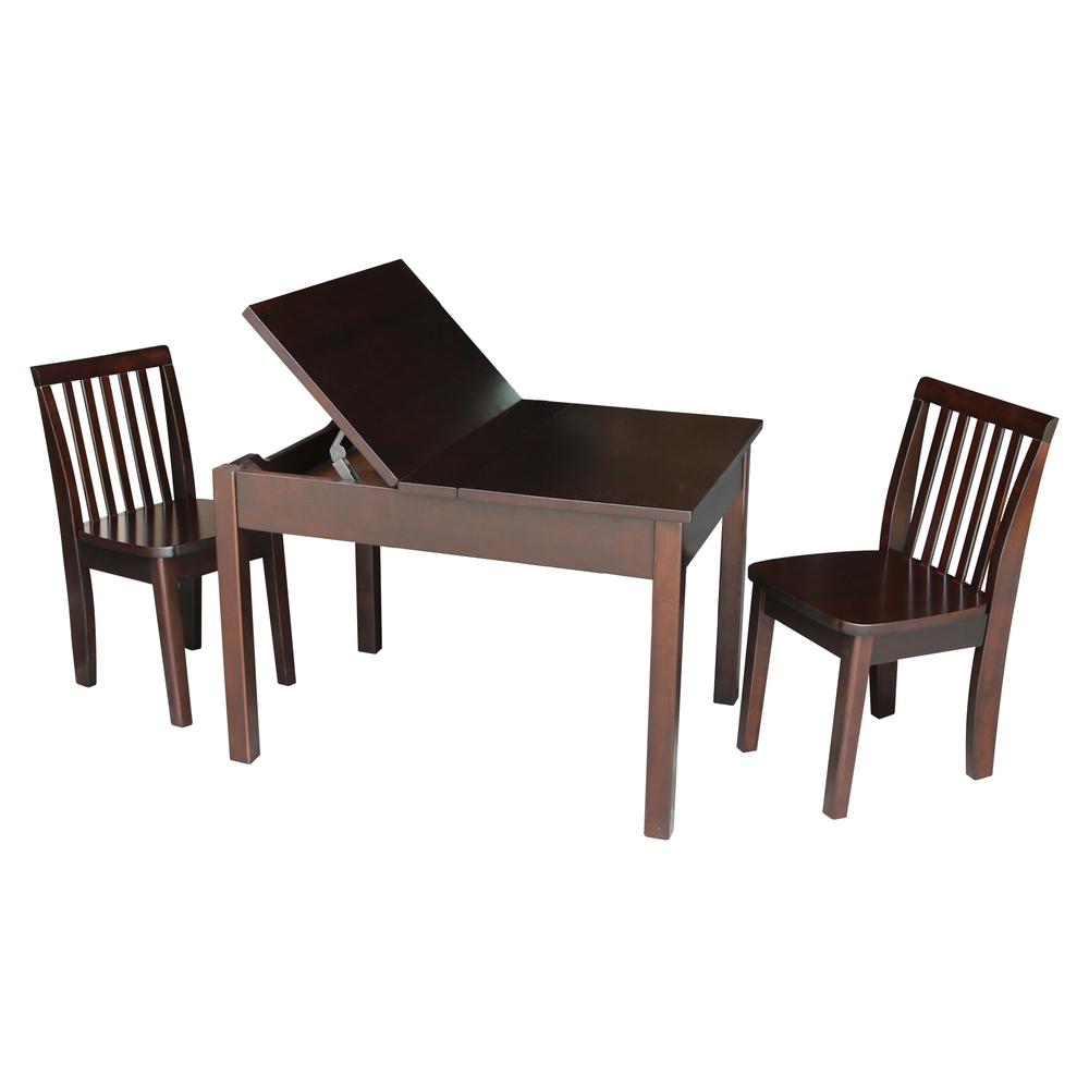 Table With 2 Mission Juvenile Chairs, Rich Mocha. Picture 1