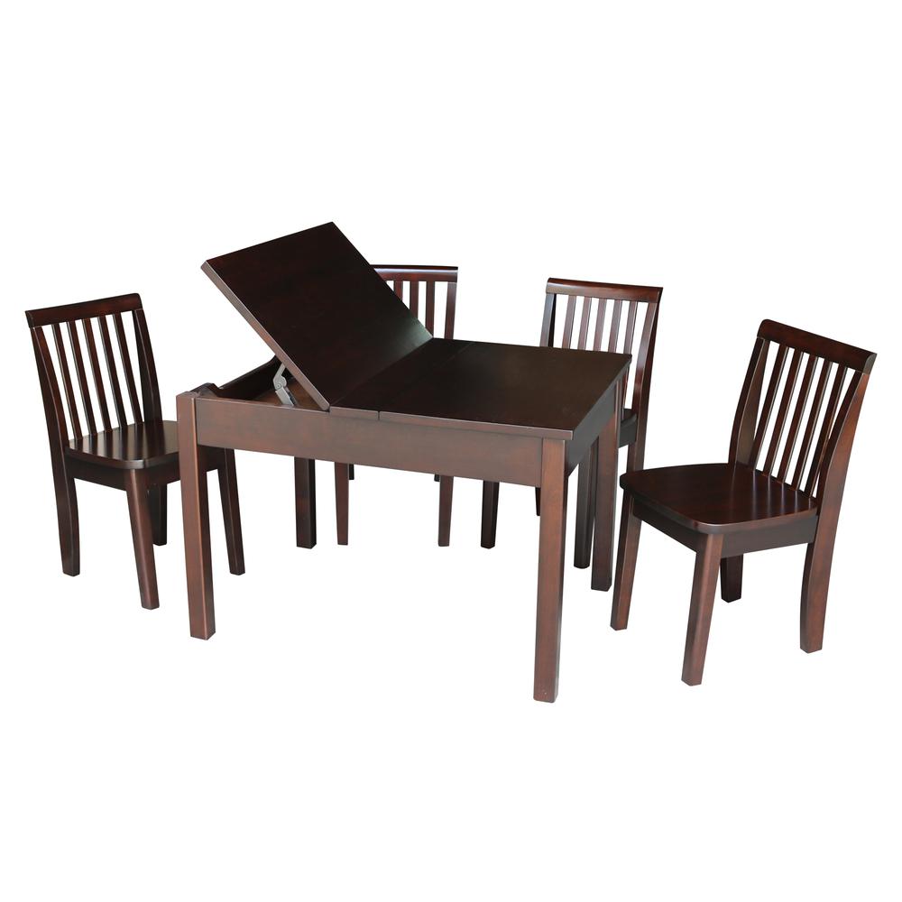 Table With 4 Mission Juvenile Chairs, Rich Mocha. Picture 1