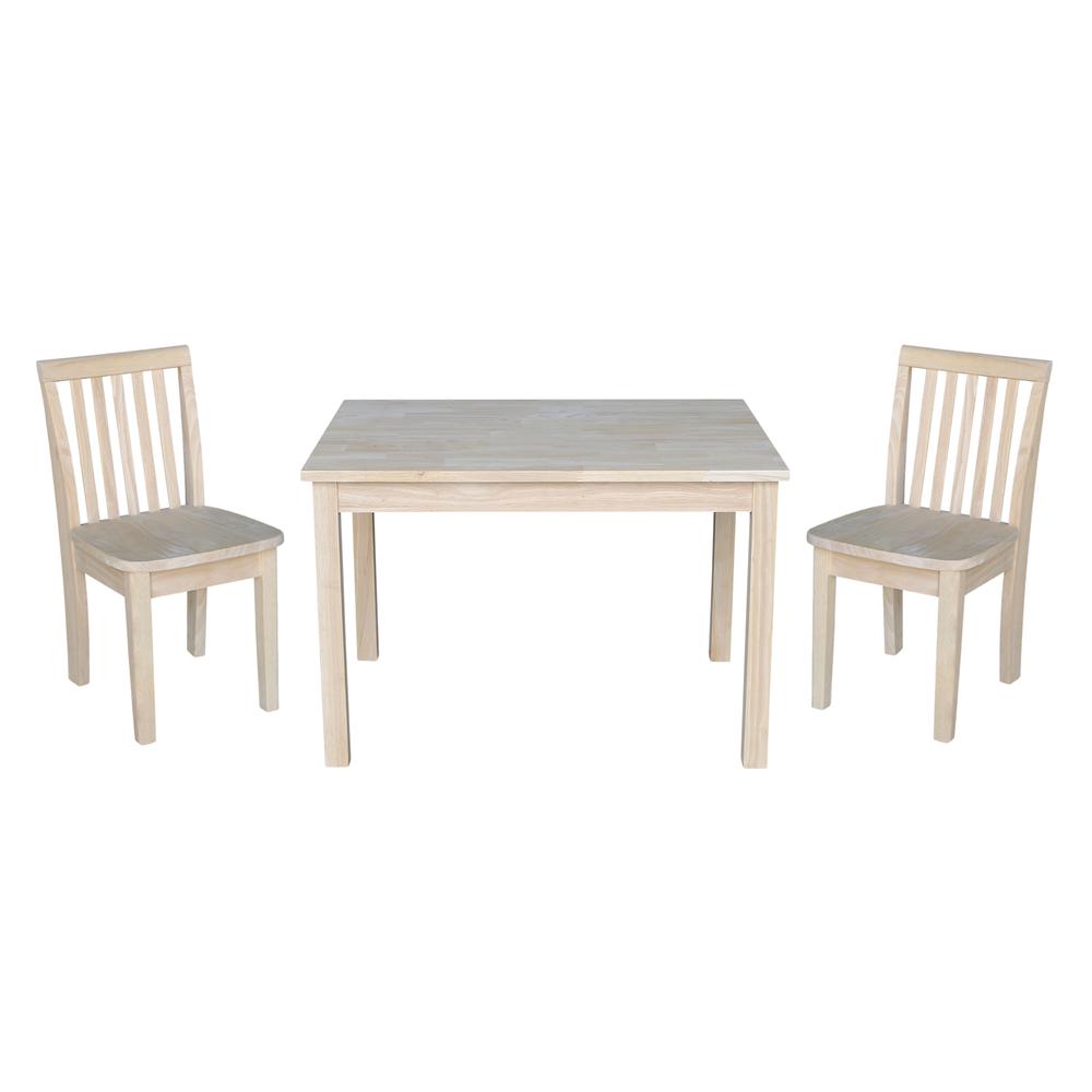 Table With 2 Mission Juvenile Chairs, Unfinished. Picture 1