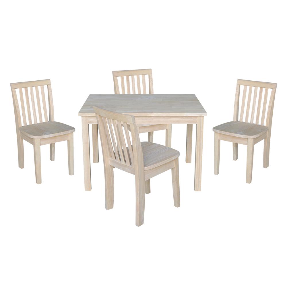 Table With 4 Mission Juvenile Chairs, Unfinished. Picture 1