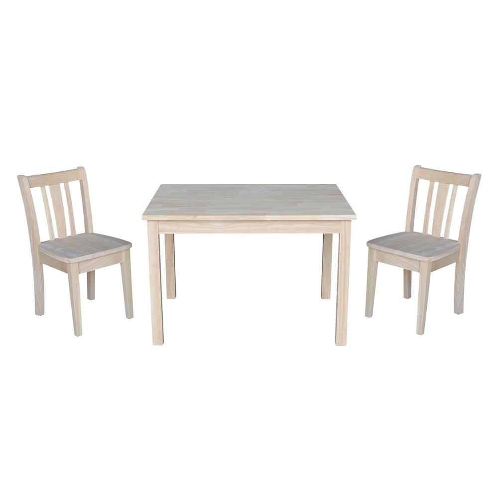 Table With 2 San Remo Juvenile Chairs, Unfinished. Picture 1