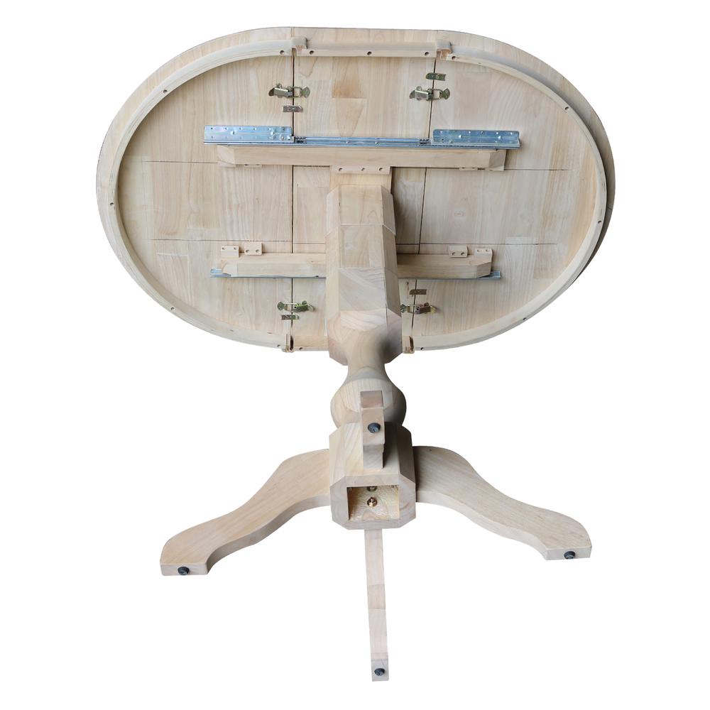 36" Round Top Pedestal Table With 12" Leaf - 34.9"H - Dining or Counter Height, Unfinished. Picture 13