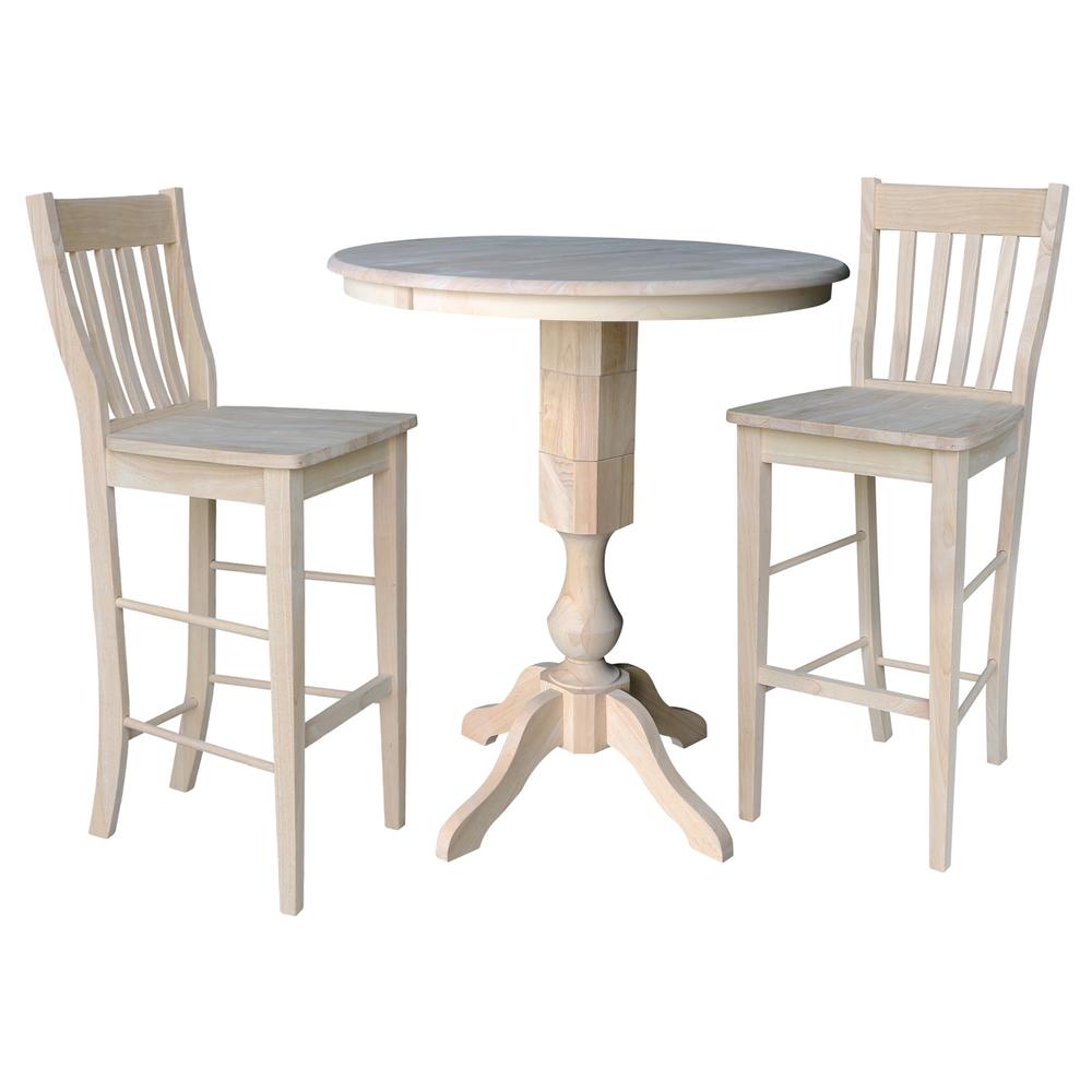 36" Round Top Pedestal Table With 12" Leaf - 34.9"H - Dining or Counter Height, Unfinished. Picture 18