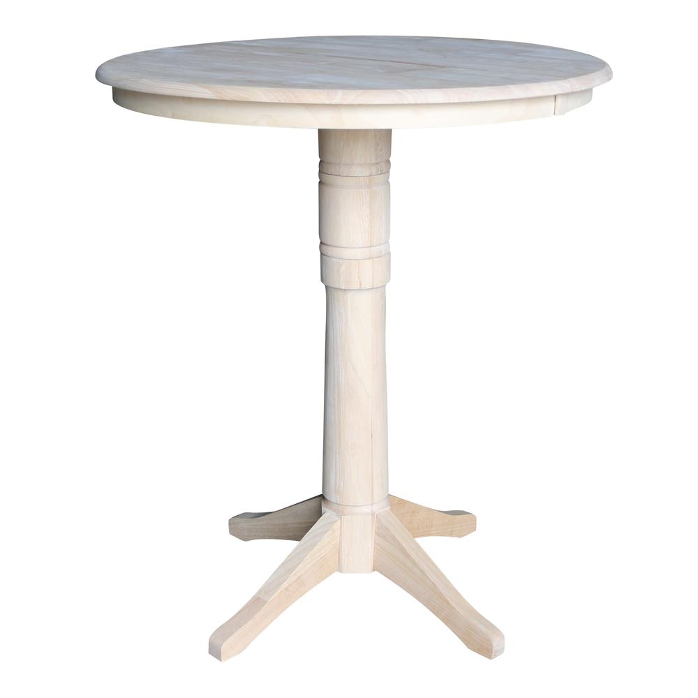 36" Round Top Pedestal Table With 12" Leaf - 28.9"H - Dining Height, Unfinished. Picture 18