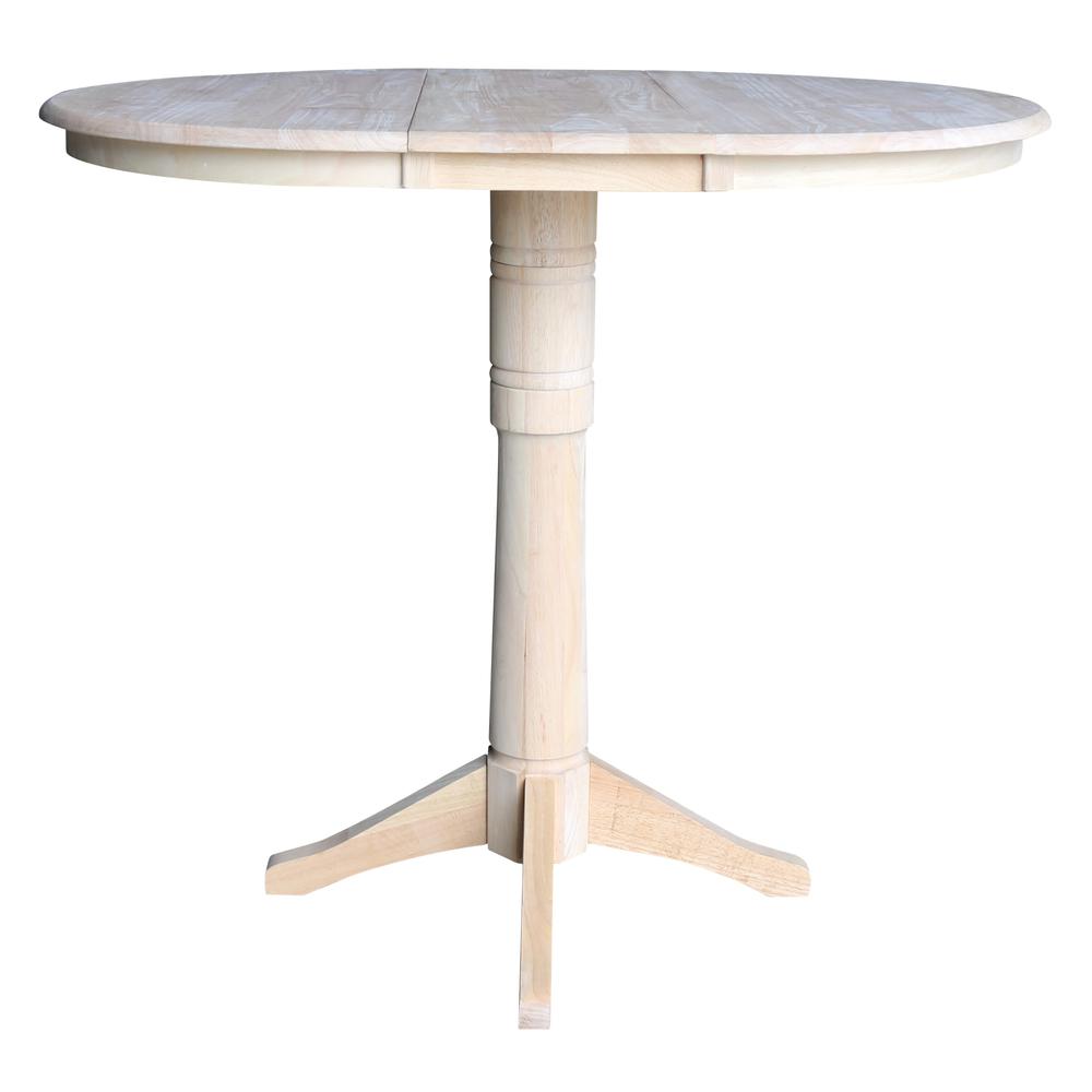 36" Round Top Pedestal Table With 12" Leaf - 28.9"H - Dining Height, Unfinished. Picture 12
