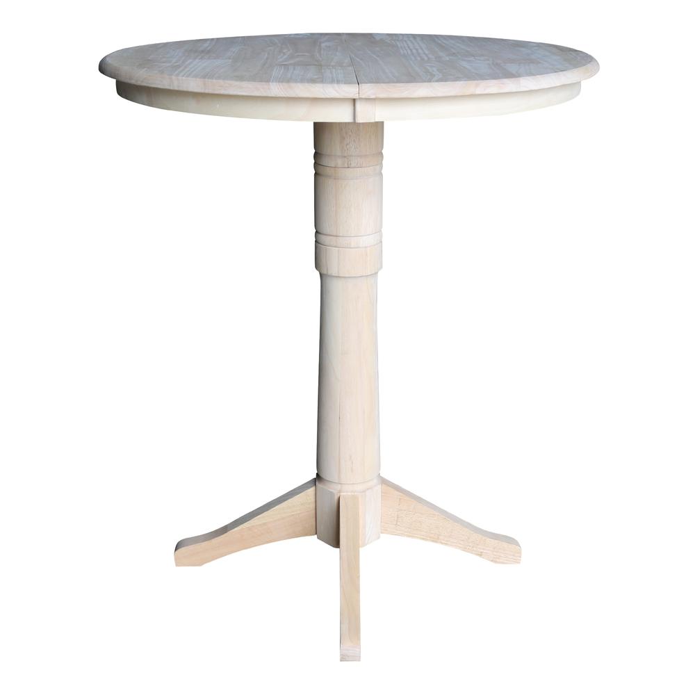 36" Round Top Pedestal Table With 12" Leaf - 28.9"H - Dining Height, Unfinished. Picture 15