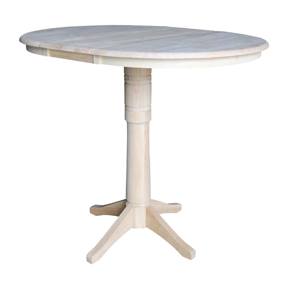 36" Round Top Pedestal Table With 12" Leaf - 28.9"H - Dining Height, Unfinished. Picture 17