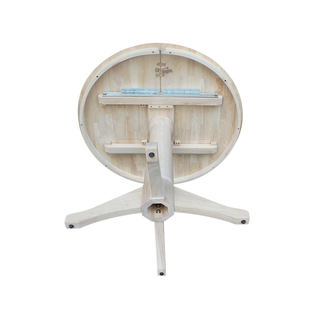 36" Round Top Pedestal Table With 12" Leaf - 28.9"H - Dining Height, Unfinished. Picture 6