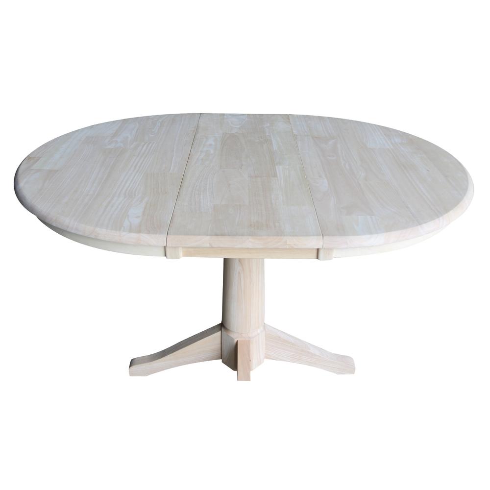 36" Round Top Pedestal Table With 12" Leaf - 28.9"H - Dining Height, Unfinished. Picture 8