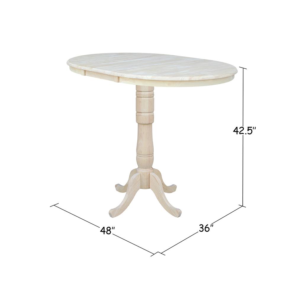36" Round Top Pedestal Table With 12" Leaf - 34.9"H - Dining or Counter Height, Unfinished. Picture 8