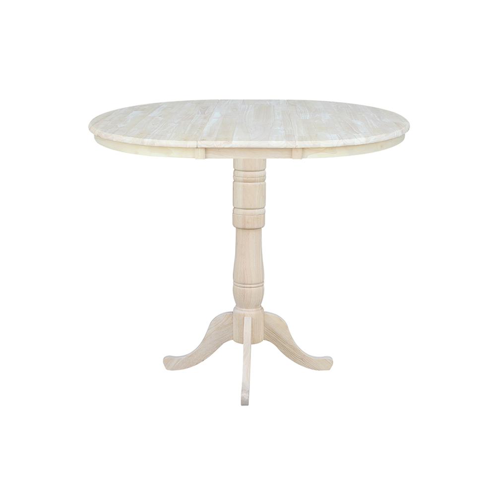 36" Round Top Pedestal Table With 12" Leaf - 34.9"H - Dining or Counter Height, Unfinished. Picture 9