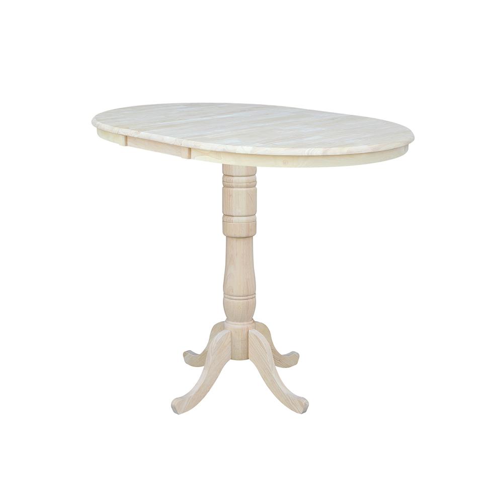 36" Round Top Pedestal Table With 12" Leaf - 34.9"H - Dining or Counter Height, Unfinished. Picture 13
