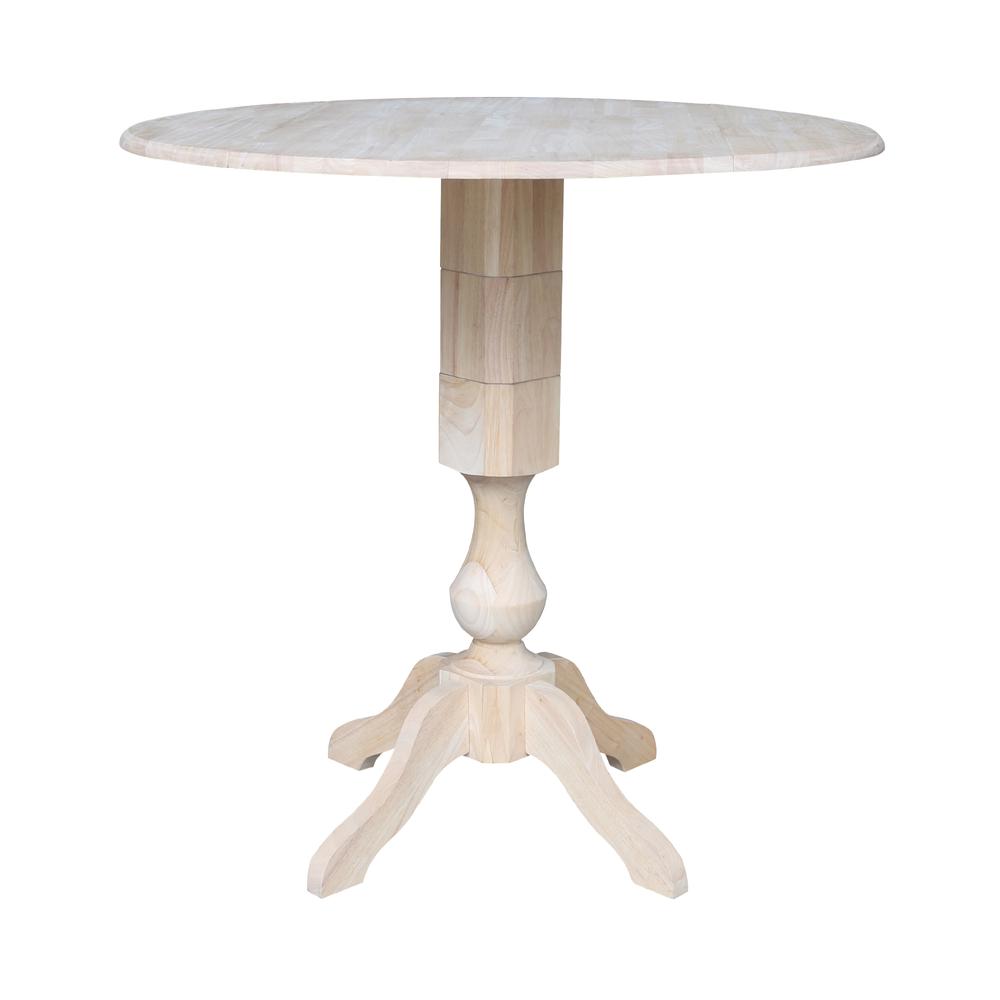 42" Round Pedestal Bar Height Table with Two Bar Height Stools, Unfinished, Ready to finish. Picture 4
