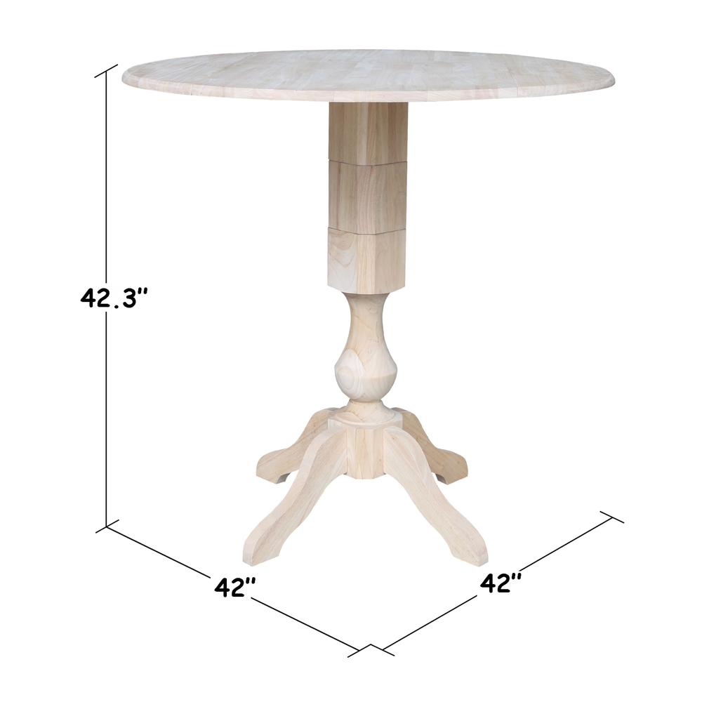 42" Round Pedestal Bar Height Table with Two Bar Height Stools, Unfinished, Ready to finish. Picture 7