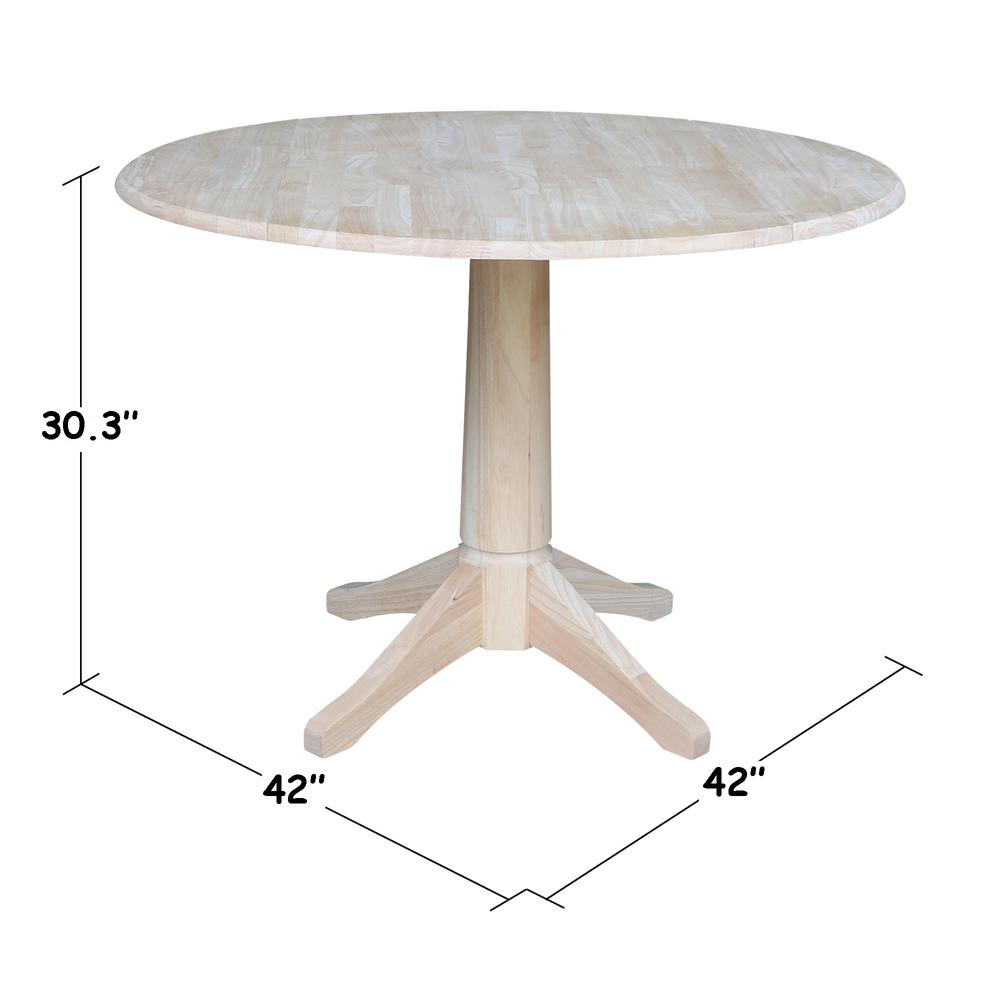 42" Round Top Pedestal Table with Two Chairs, Unfinished, Ready to finish. Picture 7