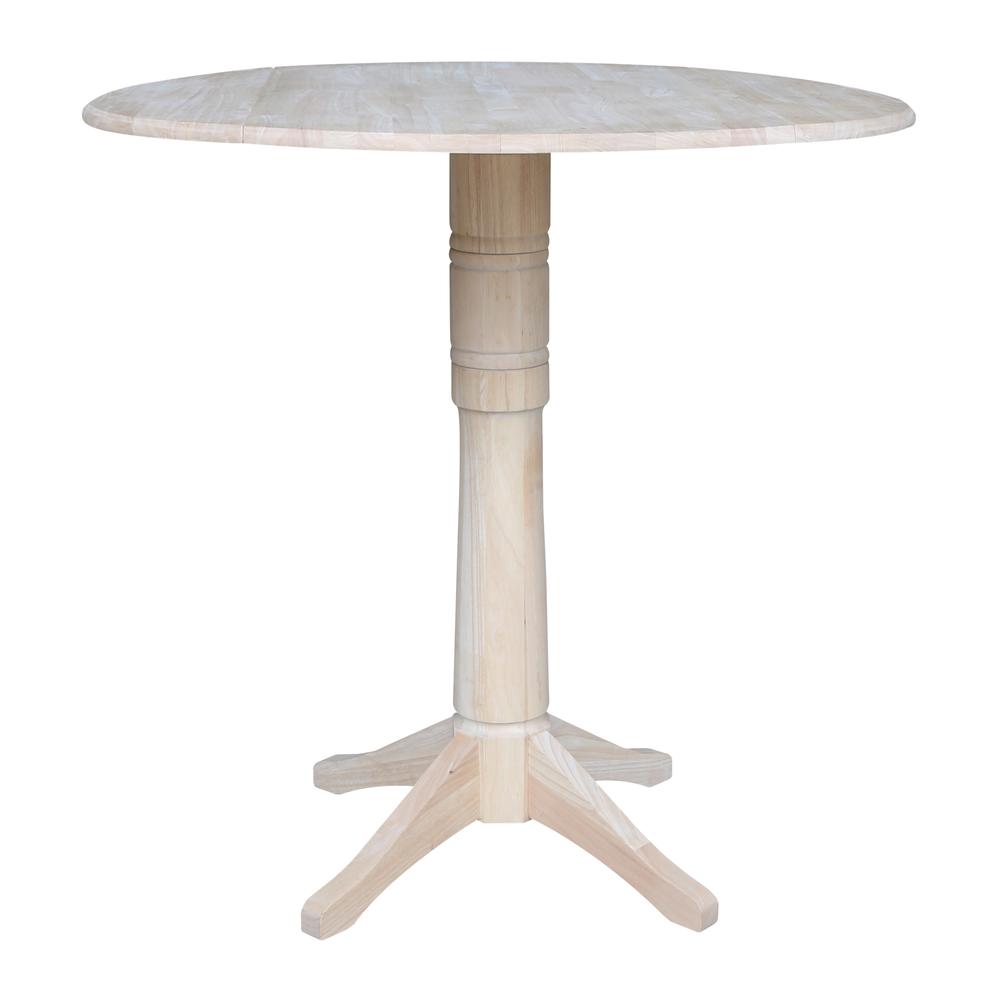42" Round Dual Drop Leaf Pedestal Table - 42.3"H, Unfinished, Ready to finish. Picture 1