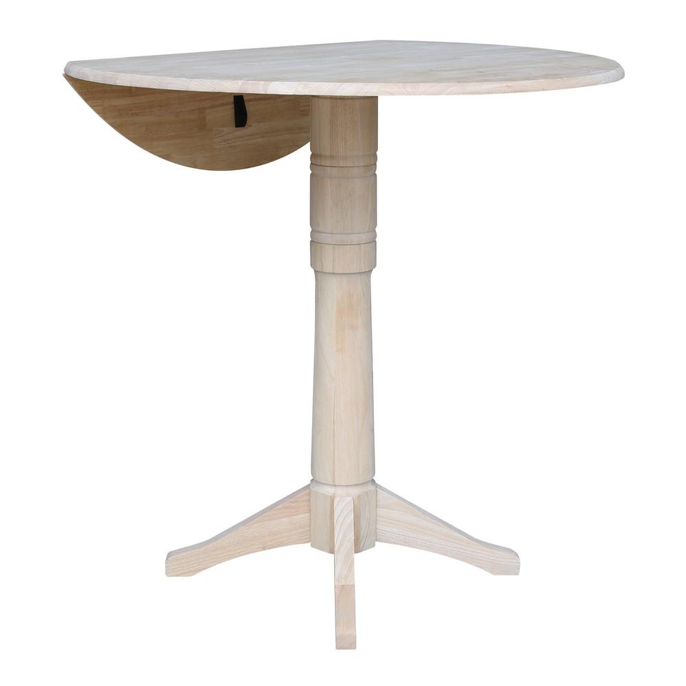42" Round Dual Drop Leaf Pedestal Table - 42.3"H, Unfinished, Ready to finish. Picture 5