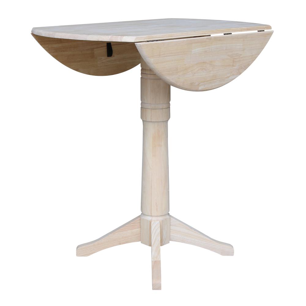 42" Round Dual Drop Leaf Pedestal Table - 42.3"H, Unfinished, Ready to finish. Picture 6