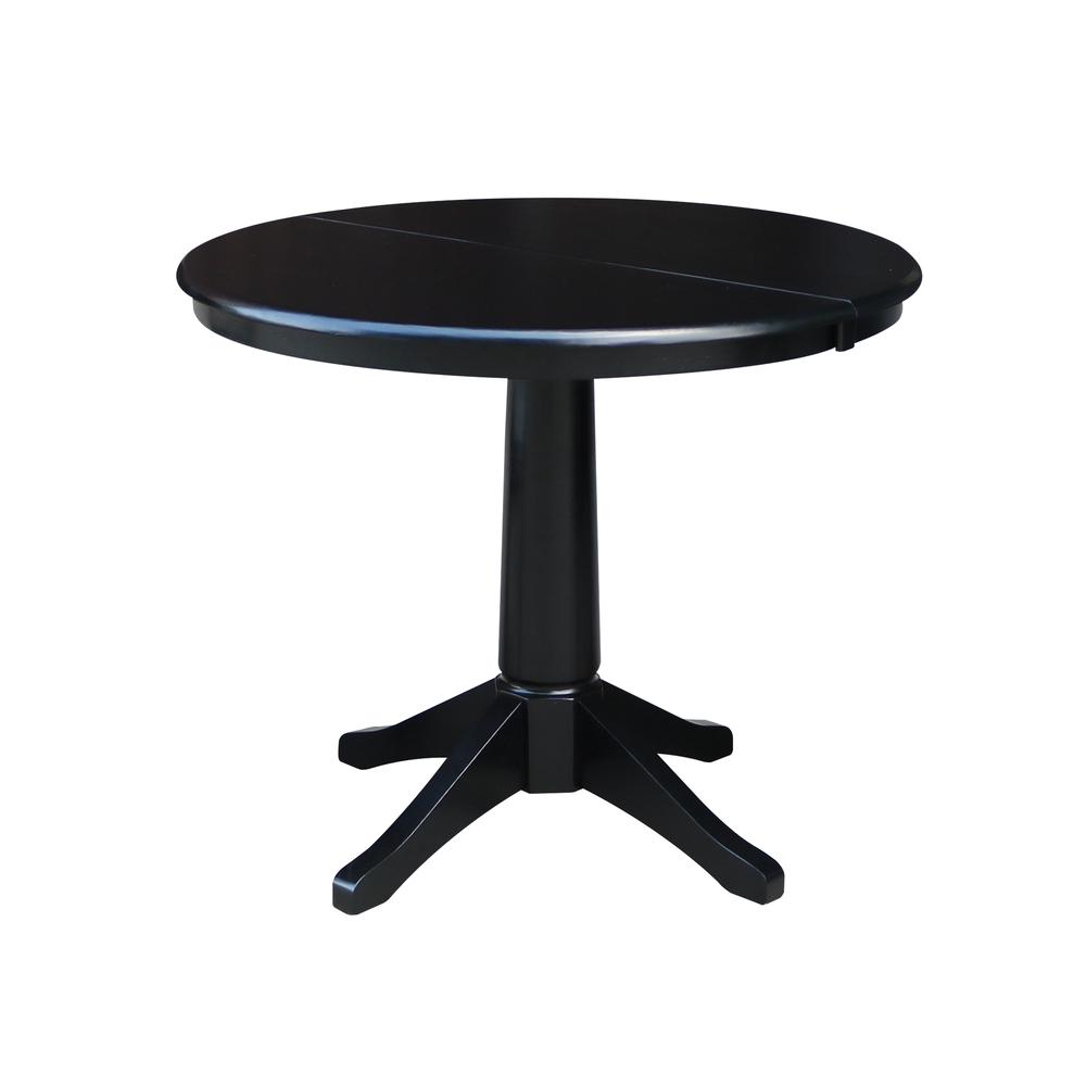 36" Round Top Pedestal Table With 12" Leaf - 28.9"H - Dining Height, Black. Picture 26