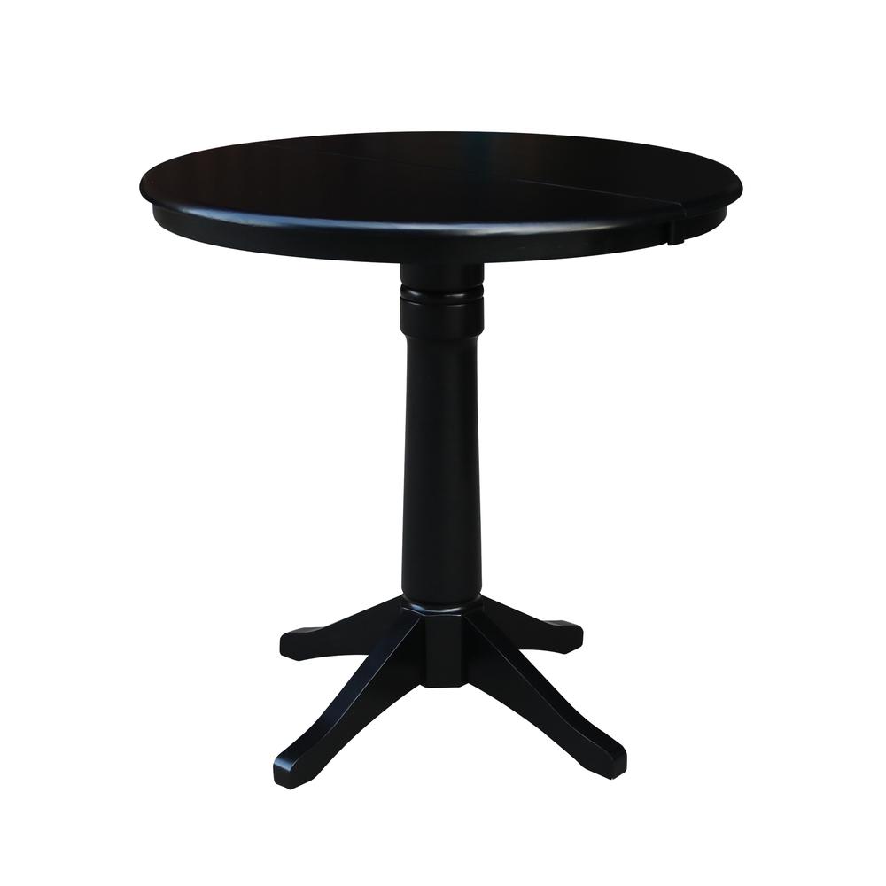 36" Round Top Pedestal Table With 12" Leaf - 28.9"H - Dining Height, Black. Picture 20