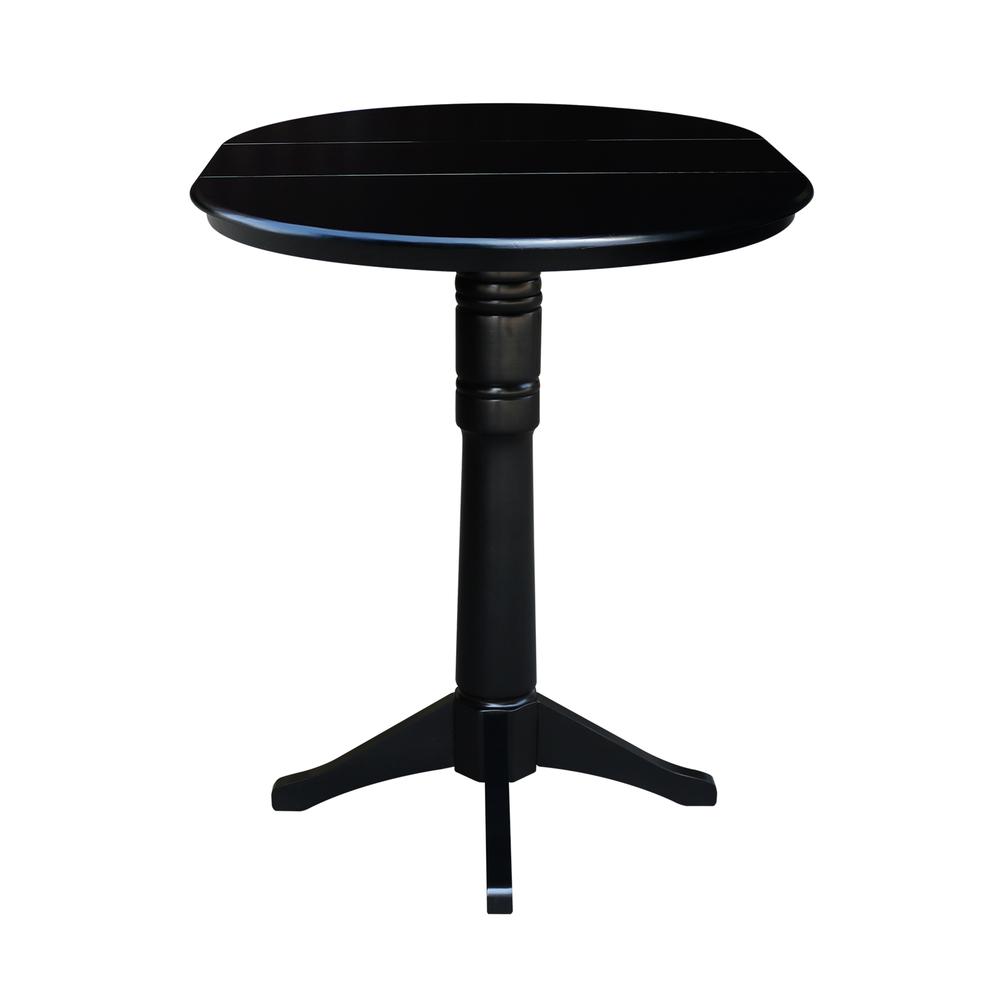 36" Round Top Pedestal Table With 12" Leaf - 28.9"H - Dining Height, Black. Picture 15
