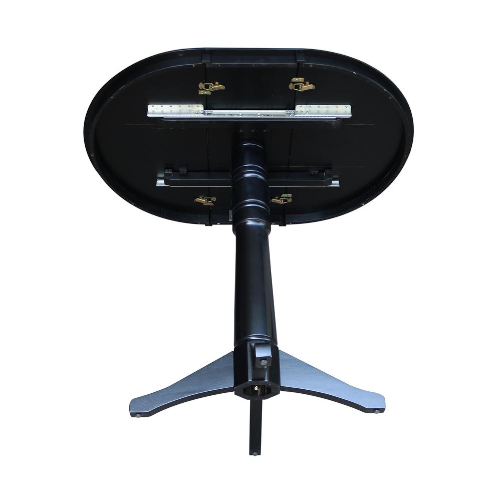 36" Round Top Pedestal Table With 12" Leaf - 28.9"H - Dining Height, Black. Picture 17