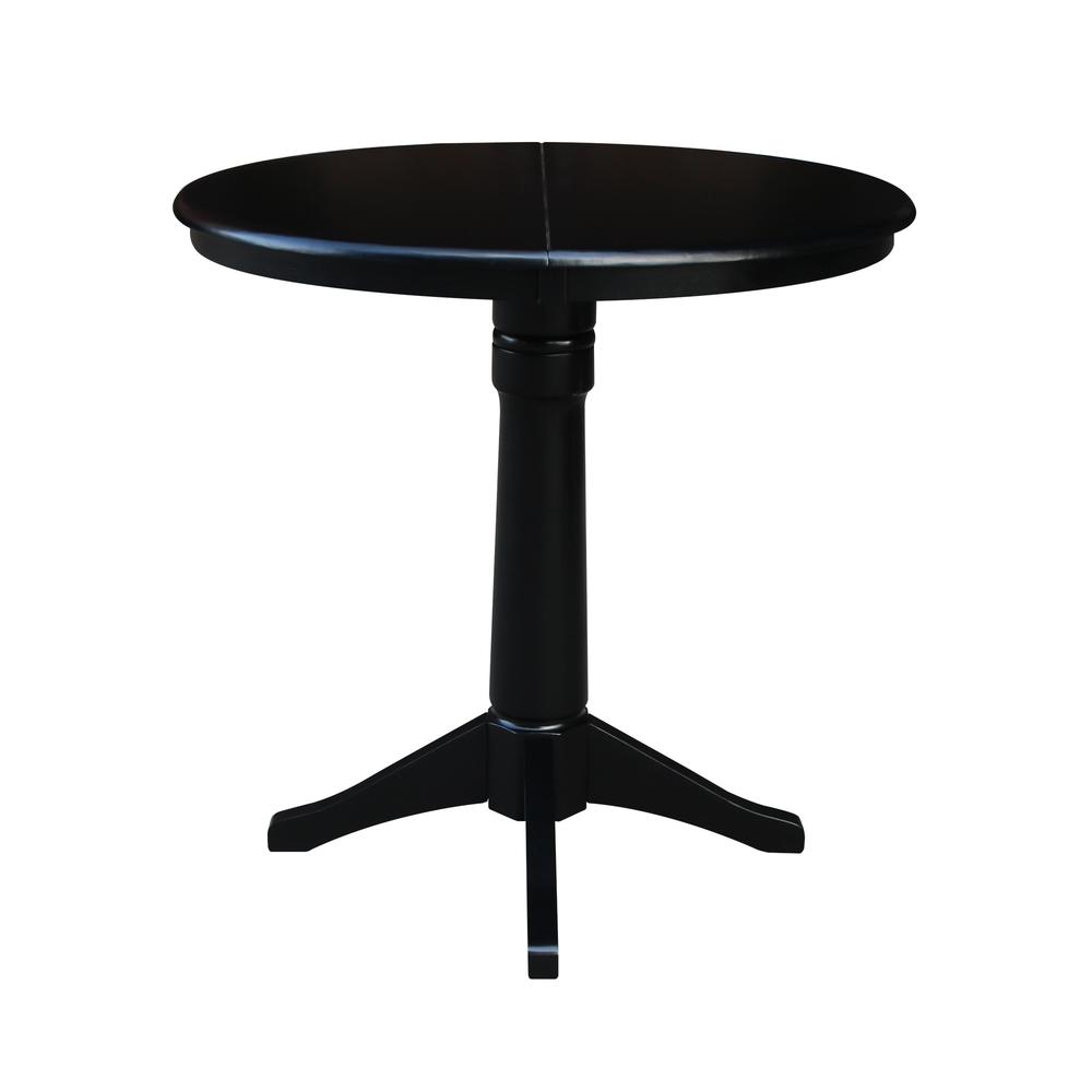 36" Round Top Pedestal Table With 12" Leaf - 28.9"H - Dining Height, Black. Picture 8