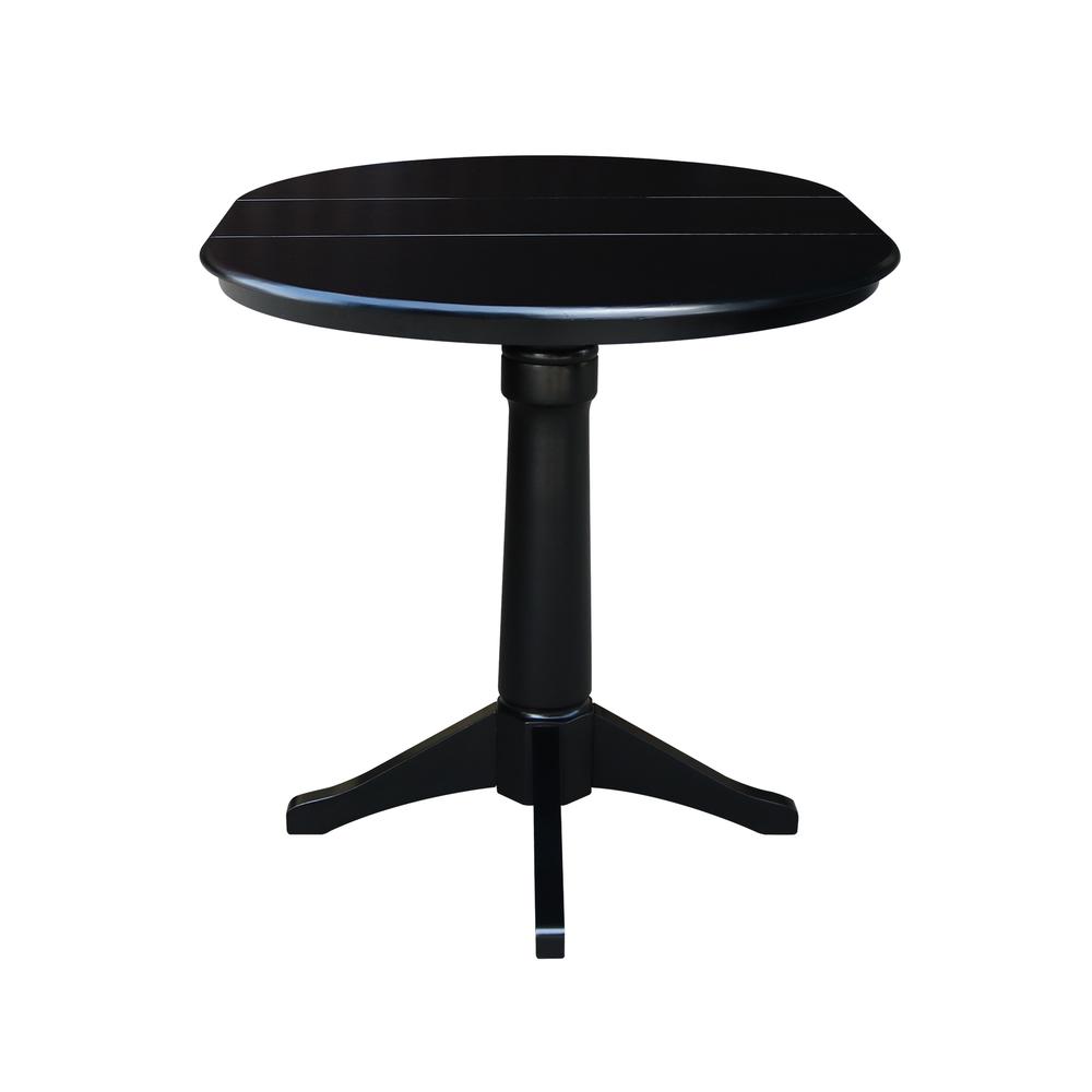 36" Round Top Pedestal Table With 12" Leaf - 28.9"H - Dining Height, Black. Picture 9