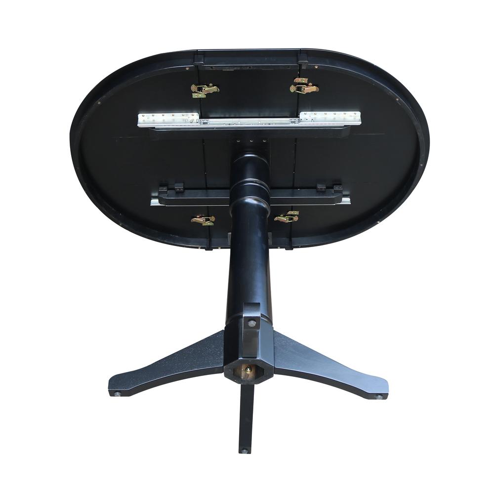 36" Round Top Pedestal Table With 12" Leaf - 28.9"H - Dining Height, Black. Picture 11