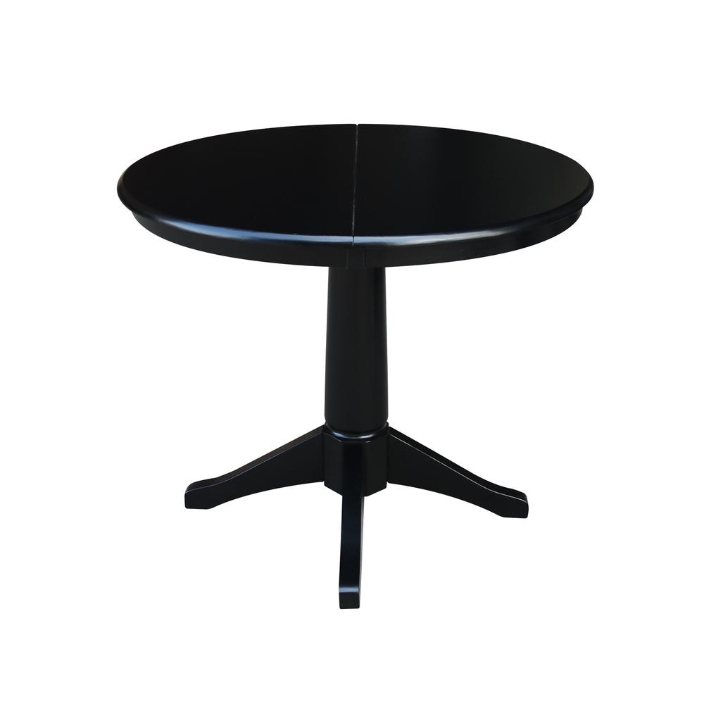36" Round Top Pedestal Table With 12" Leaf - 28.9"H - Dining Height, Black. Picture 2