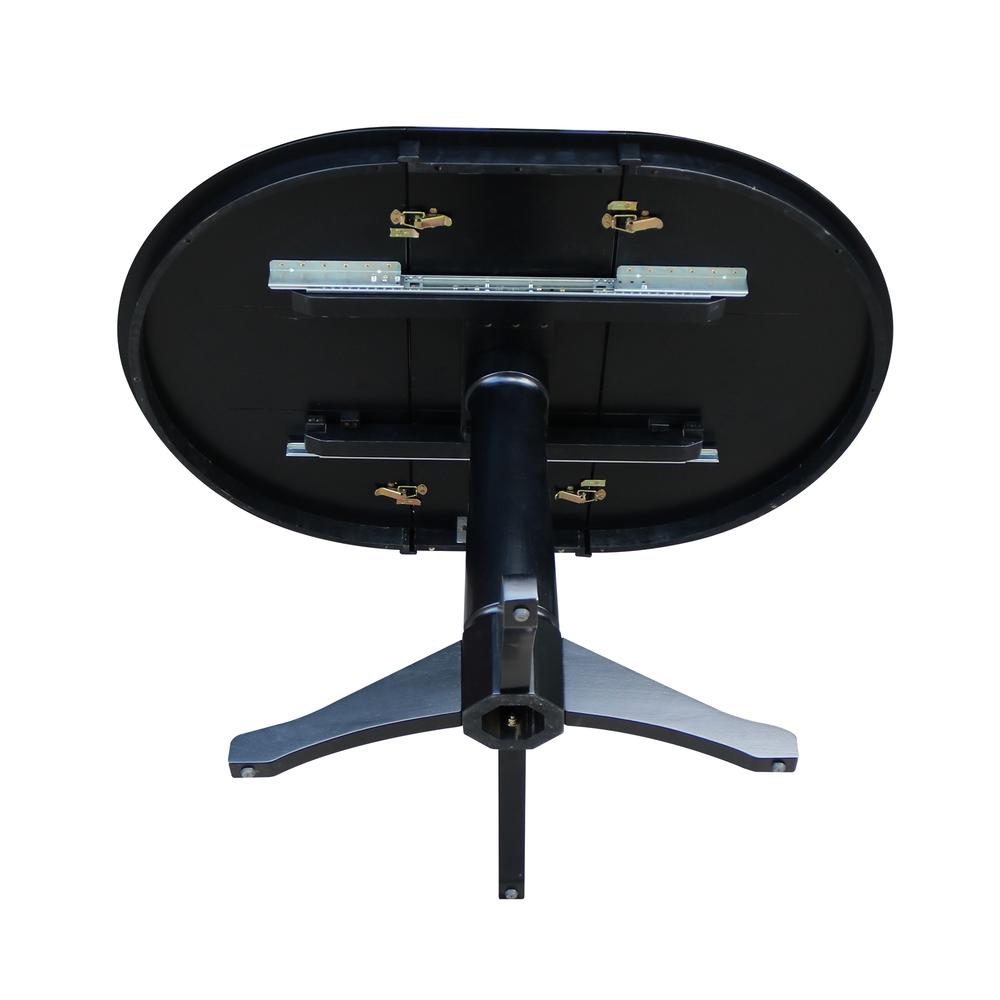 36" Round Top Pedestal Table With 12" Leaf - 28.9"H - Dining Height, Black. Picture 5