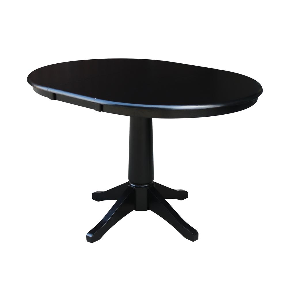 36" Round Top Pedestal Table With 12" Leaf - 28.9"H - Dining Height, Black. Picture 6