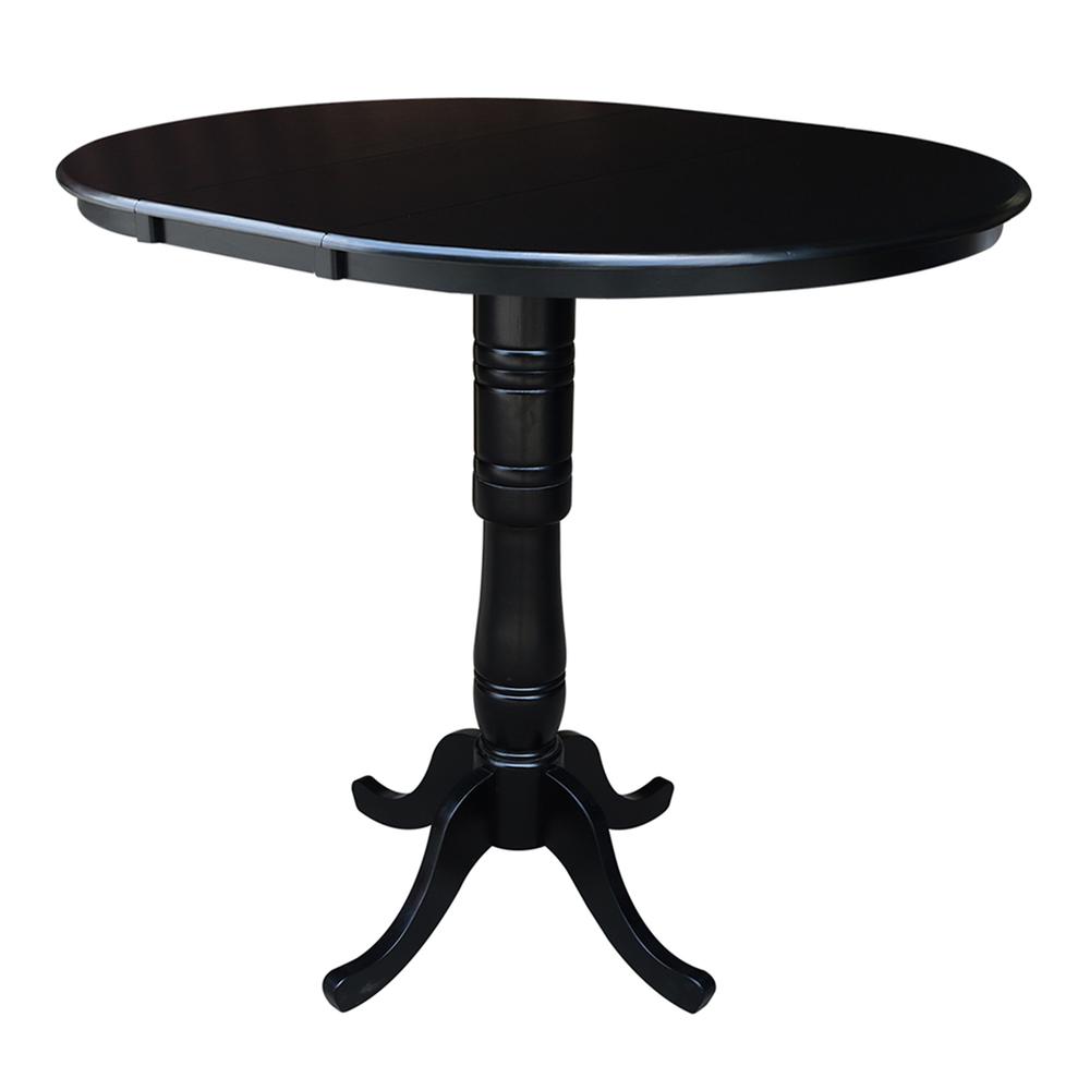 36" Round Top Pedestal Table With 12" Leaf - 34.9"H - Dining or Counter Height, Black. Picture 10