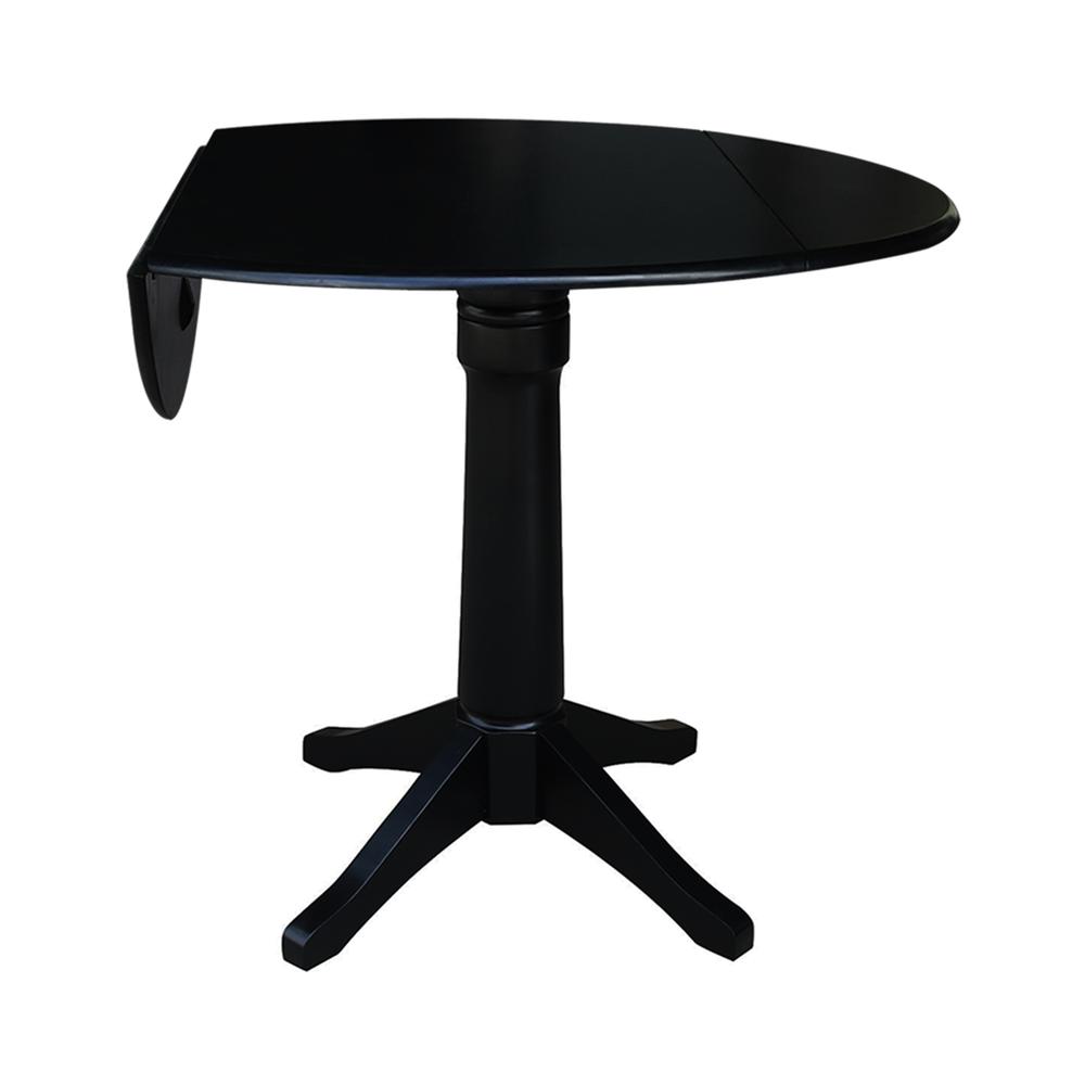 42" Round Dual Drop Leaf Pedestal Table,  36.3"H. Picture 2