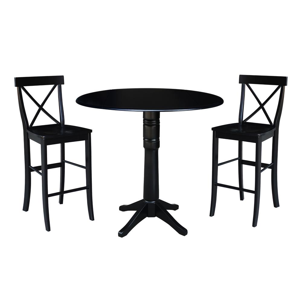 42" Round Pedestal Bar Height Table with 2 Bar Height Stools. Picture 3