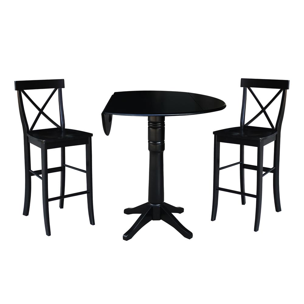 42" Round Pedestal Bar Height Table with 2 Bar Height Stools. Picture 1