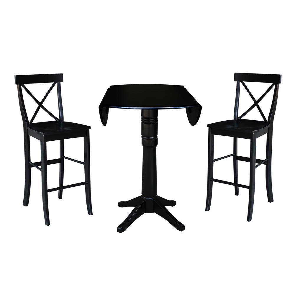 42" Round Pedestal Bar Height Table with 2 Bar Height Stools. Picture 2