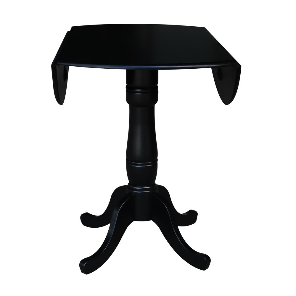 42" Round Dual Drop Leaf Pedestal Table,  35.5"H. Picture 6
