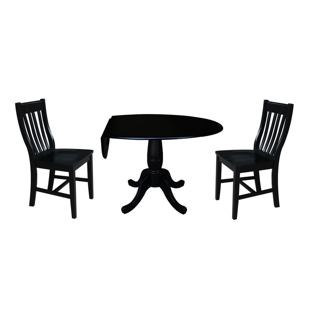 42" Round Top Pedestal Table with 2 Chairs. Picture 1